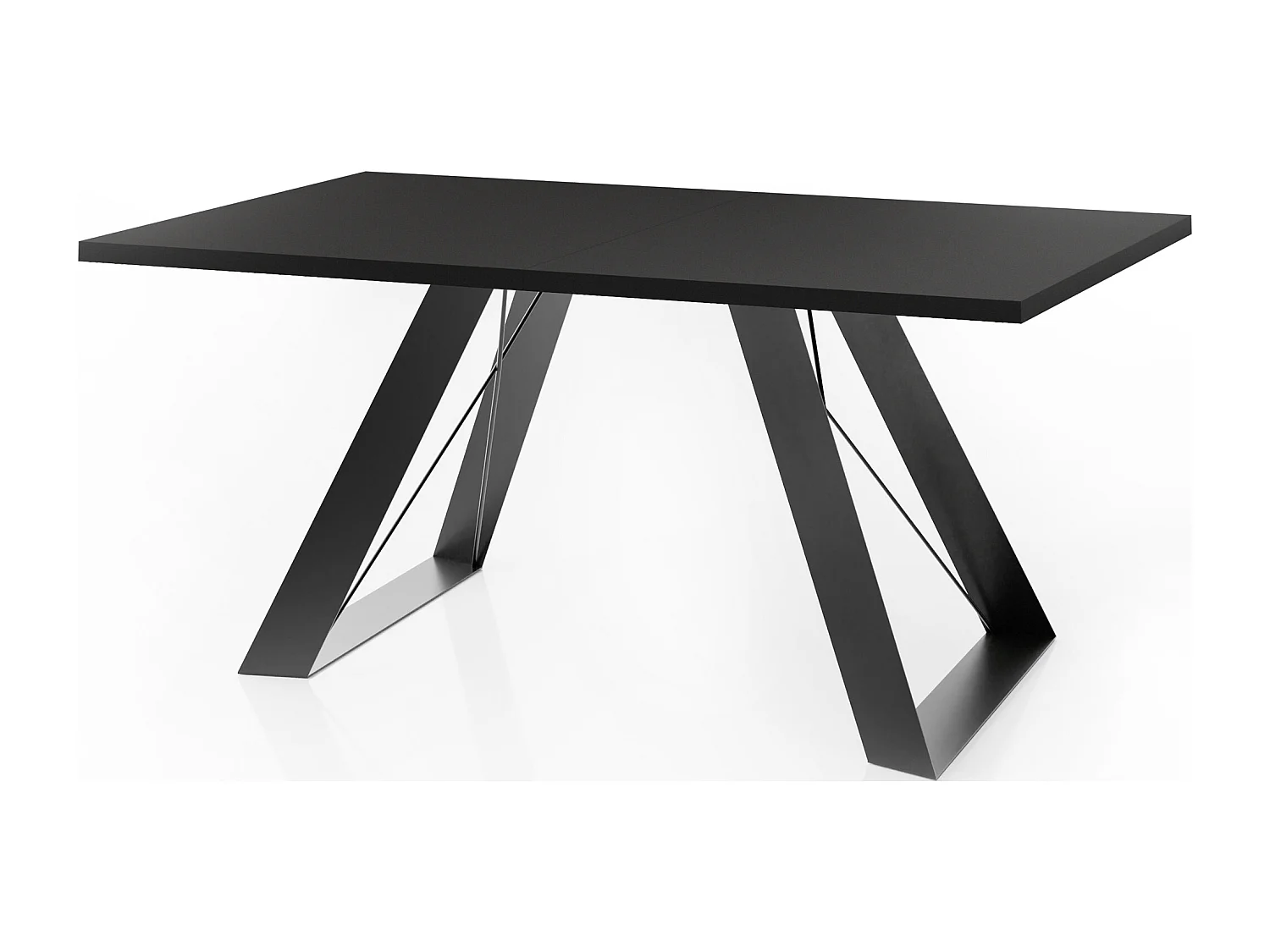 Esstisch Colter Schwarz im Modern Still, Rechteckig Tisch - Ausziehbar von 160 cm bis 260 cm, Pulverbeschichtete Weiße Metallbeine - 160 x 80 cm - Schwarz