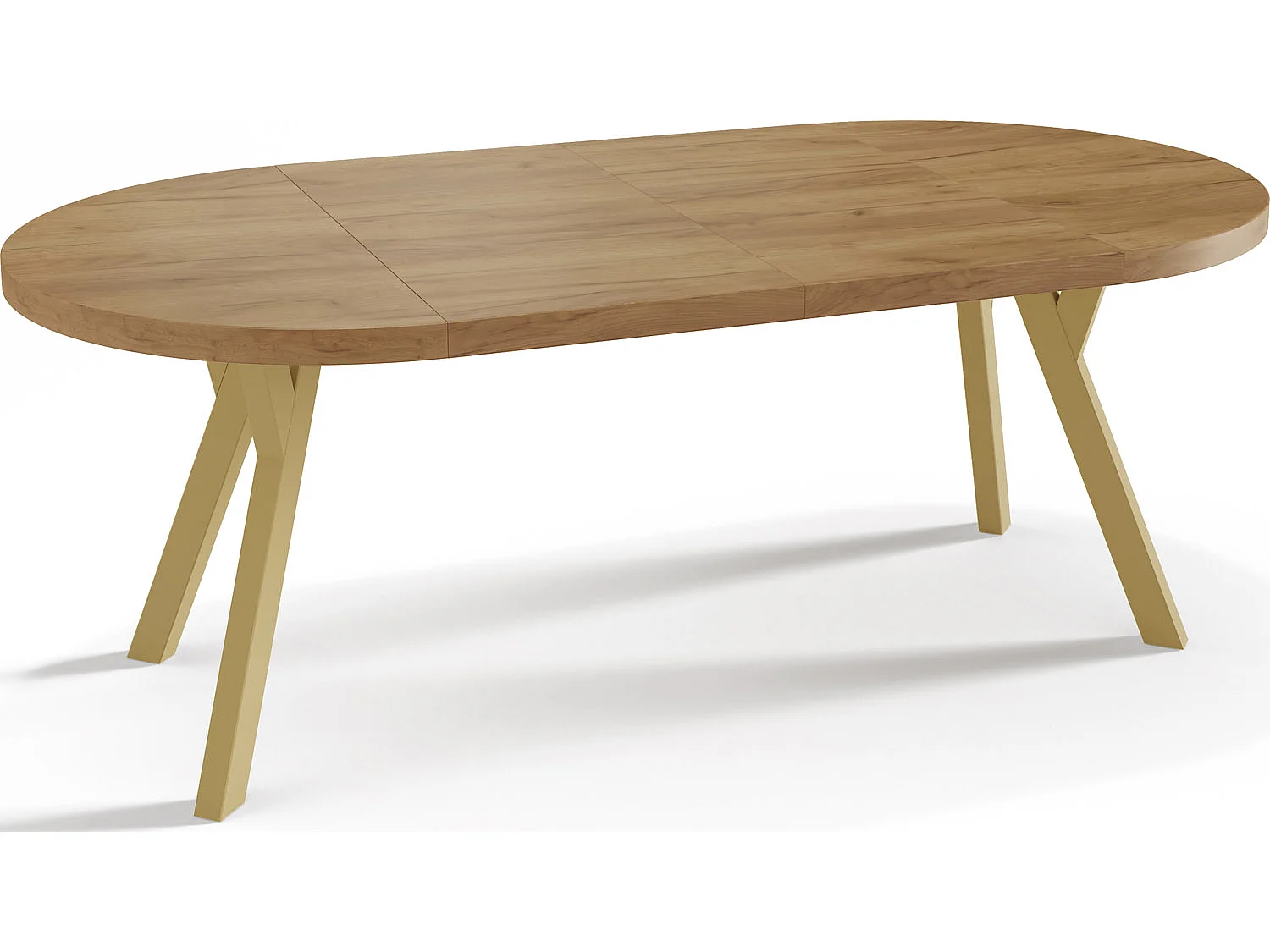 Designer Runder Ausziehbarer Esstisch - Loft-Stil, Platzsparend - Goldene Beine - 100 bis 200 cm - für 8-10 Personen - Hergestellt in EU - Wotan Eiche - 200 cm