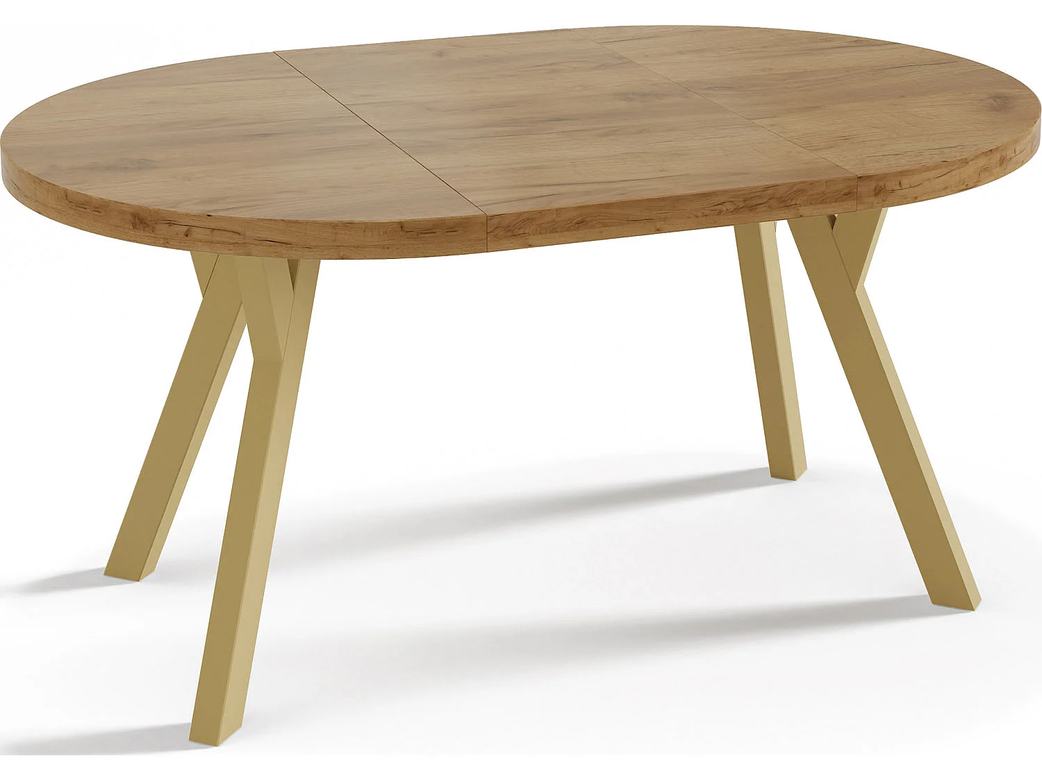 Designer Runder Ausziehbarer Esstisch - Loft-Stil, Platzsparend - Goldene Beine - 100 bis 200 cm - für 8-10 Personen - Hergestellt in EU - Wotan Eiche - 200 cm