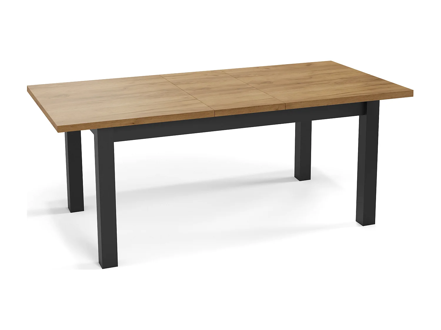 Moderner Rechteckiger Ausziehbarer Esstisch - Platzsparend - Schwarze Holzbeine - 120 bis 160 cm - Hergestellt in EU - 120 x 67 cm - Wotan Eiche