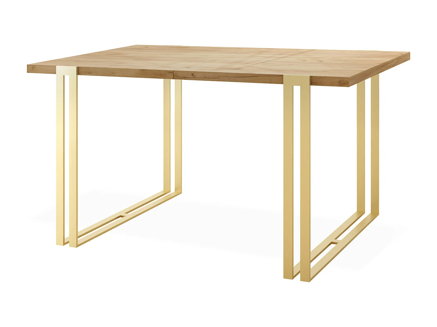 Ausziehbarer Esstisch - Großer Tisch im Loft-Stil mit Golden Metallbeinen 140 bis 240 cm - Industrietisch für das Wohnzimmer - Craft Eiche -140 x 80 cm