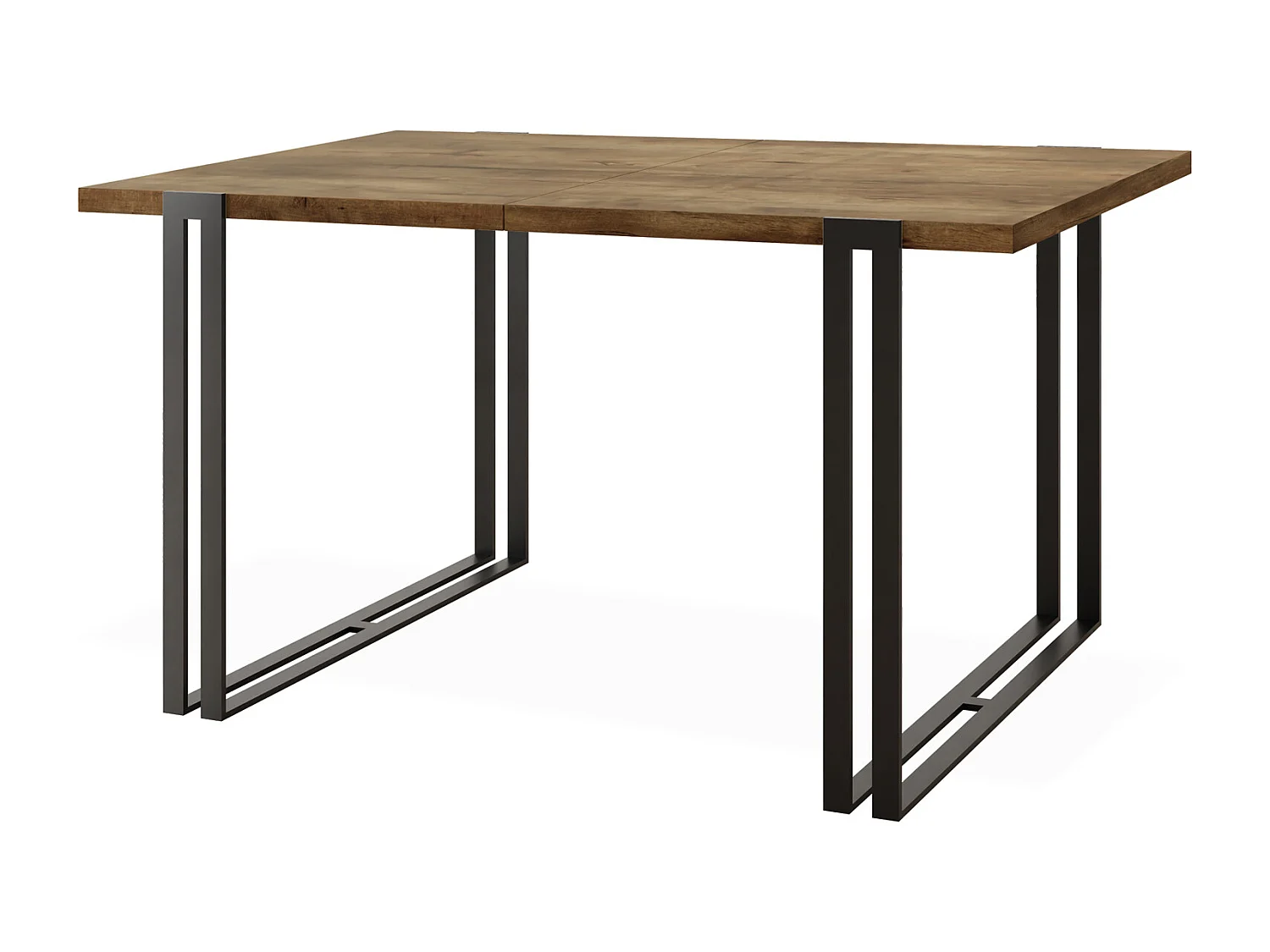 Ausziehbarer Esstisch - Großer Tisch im Loft-Stil mit Schwarze Metallbeinen 160 bis 260 cm - Industrietisch für das Wohnzimmer - Lefkas Eiche - 160 x 90 cm