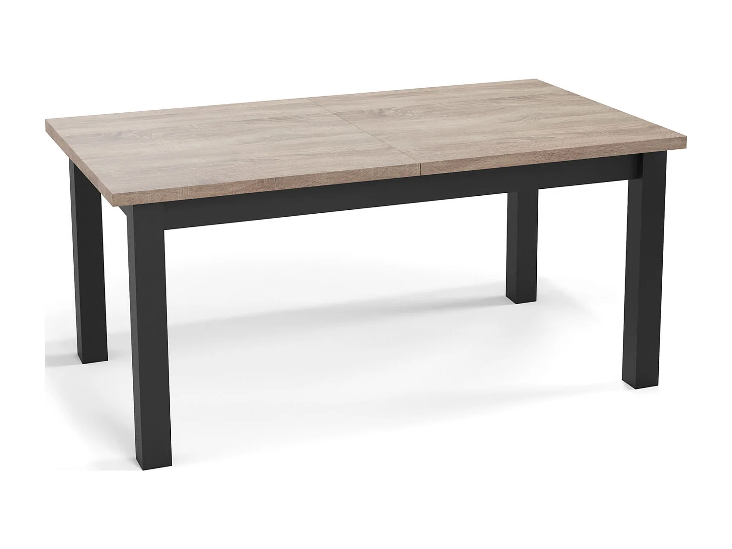 Moderner Rechteckiger Ausziehbarer Esstisch - Platzsparend - Schwarze Holzbeine - 160 bis 200 cm - Hergestellt in EU - 160 x 80 cm - Sonoma Eiche