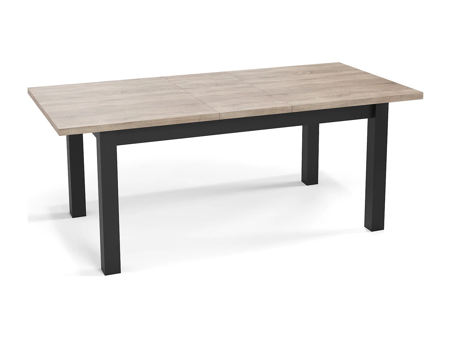 Moderner Rechteckiger Ausziehbarer Esstisch - Platzsparend - Schwarze Holzbeine - 160 bis 200 cm - Hergestellt in EU - 160 x 80 cm - Sonoma Eiche