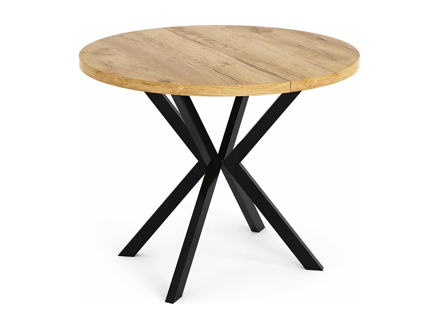 Runder Ausziehbarer Esstisch - Loft Style Tisch mit Metallbeinen - 120 bis 200 cm - Industrieller Tisch für Wohnzimmer - Ruimtebesparend - Craft Eiche - 120 cm