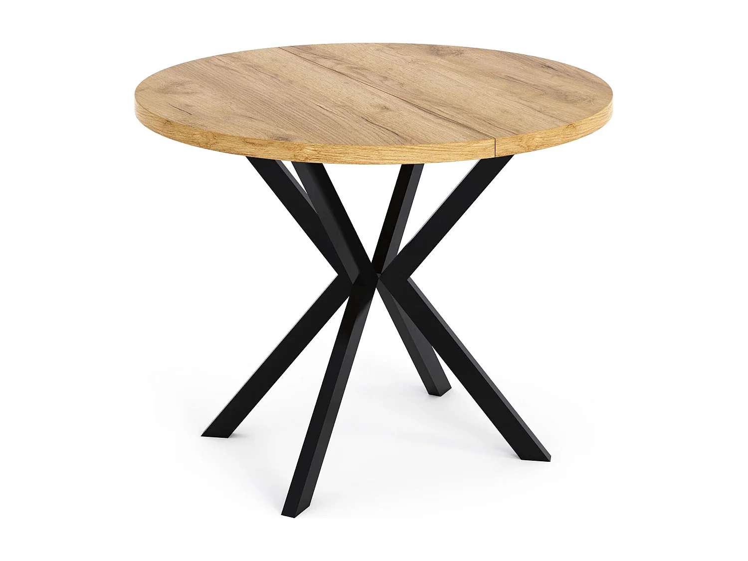 Runder Ausziehbarer Esstisch - Loft Style Tisch mit Metallbeinen - 120 bis 200 cm - Industrieller Tisch für Wohnzimmer - Spacesaver - Craft Eiche - 120 cm