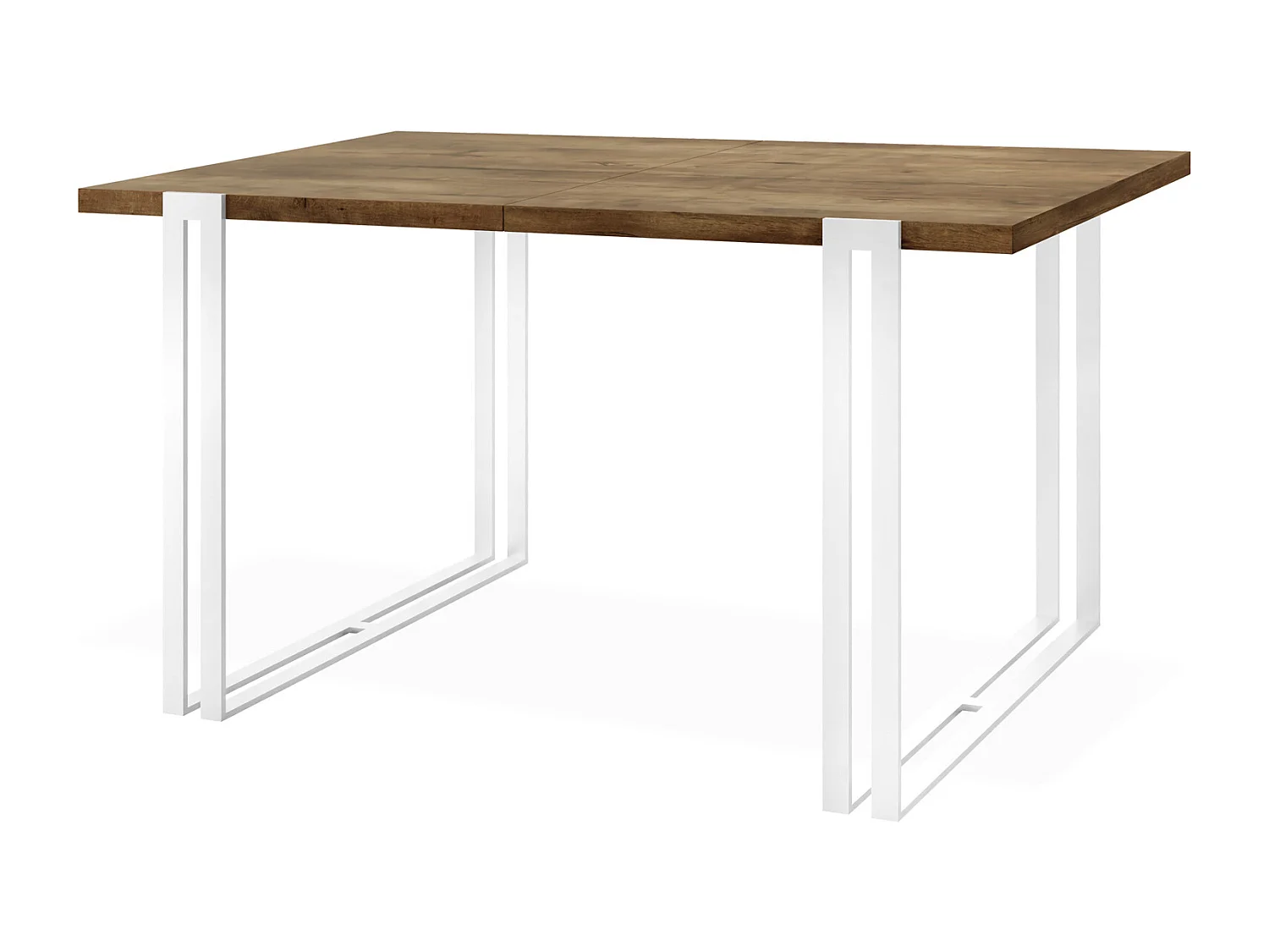 Ausziehbarer Esstisch - Großer Tisch im Loft-Stil mit Weiße Metallbeinen 120 bis 220 cm - Industrietisch für das Wohnzimmer - Lefkas Eiche - 120 x 80 cm