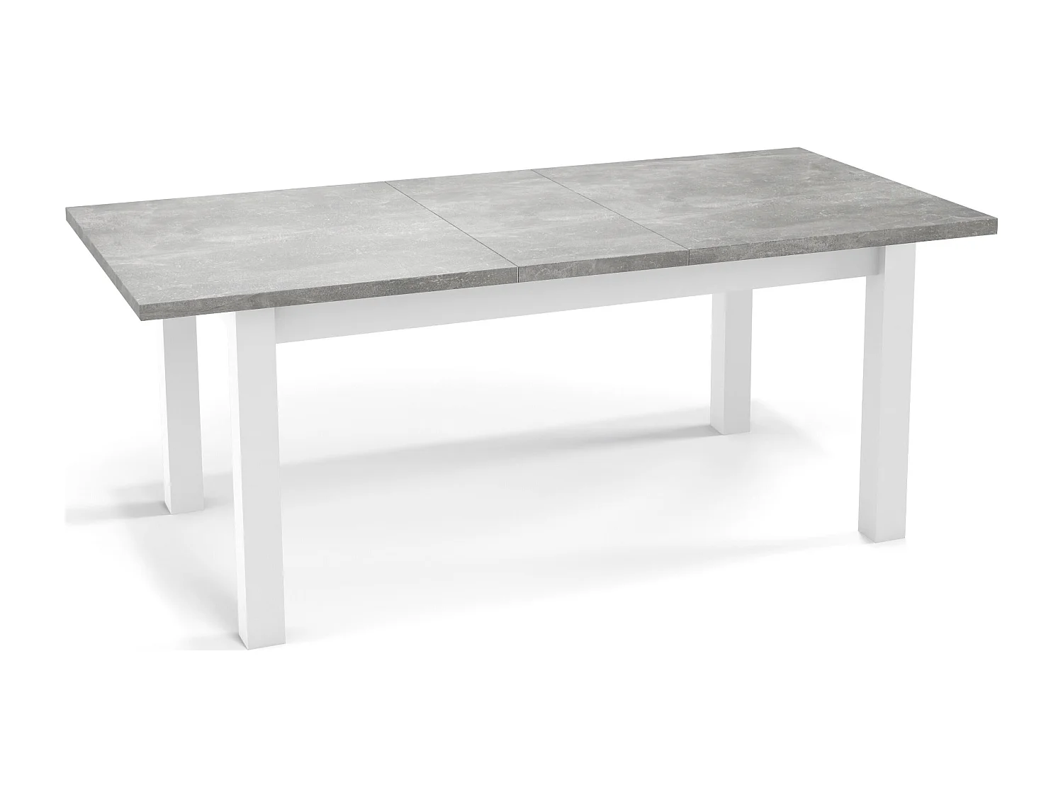 Moderner Rechteckiger Ausziehbarer Esstisch - Platzsparend - Weiße Holzbeine - 160 bis 240 cm - Hergestellt in EU - 160 x 90 cm - Grau Beton