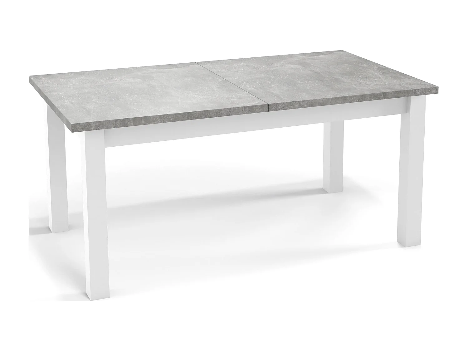 Moderner Rechteckiger Ausziehbarer Esstisch - Platzsparend - Weiße Holzbeine - 160 bis 240 cm - Hergestellt in EU - 160 x 90 cm - Grau Beton