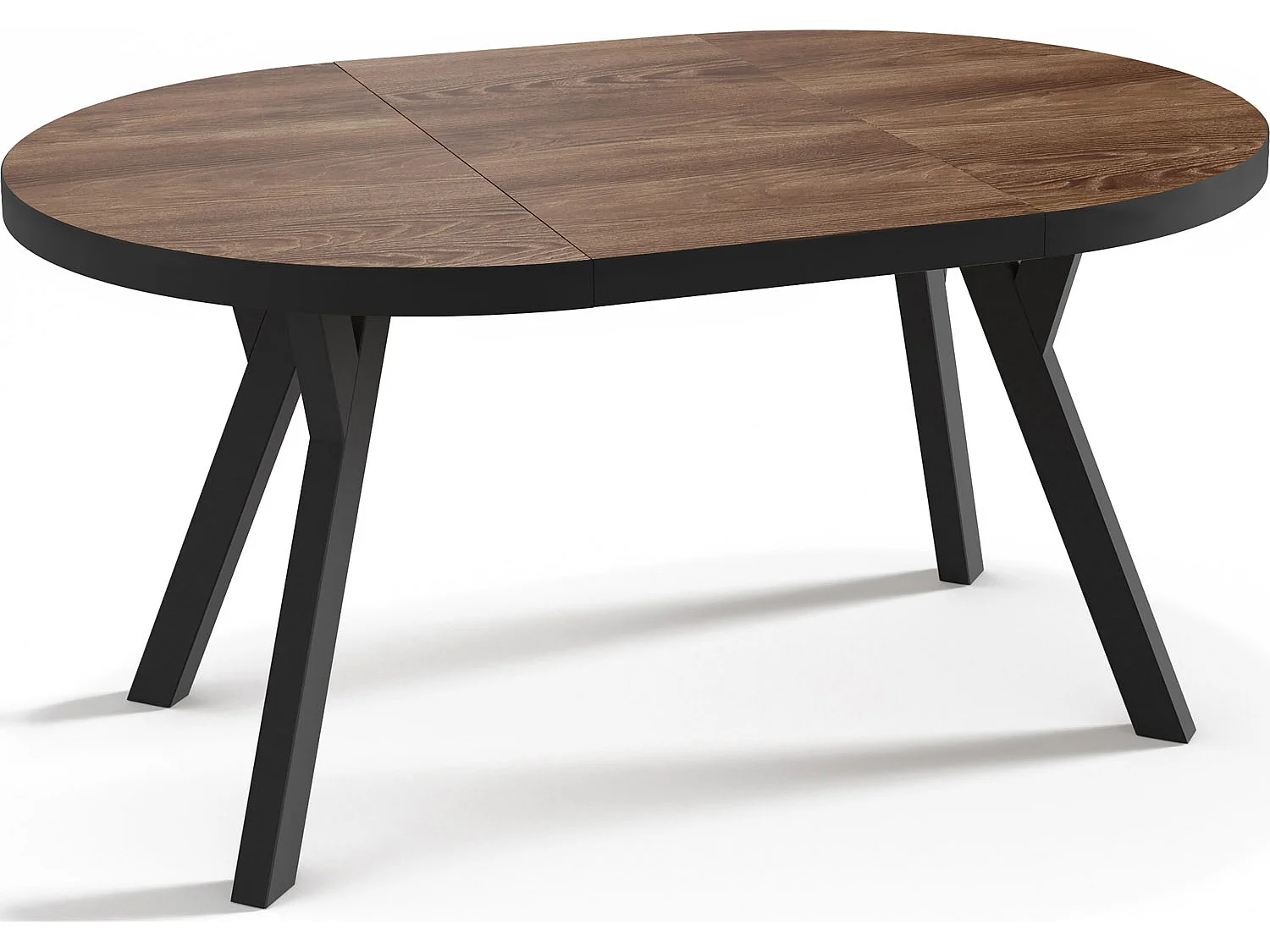 Designer Runder Ausziehbarer Esstisch - Loft-Stil, Platzsparend - Schwarze Beine - 100 bis 150 cm - für 5-8 Personen Hergestellt in EU - Arvadonna Chestnut - 150 cm