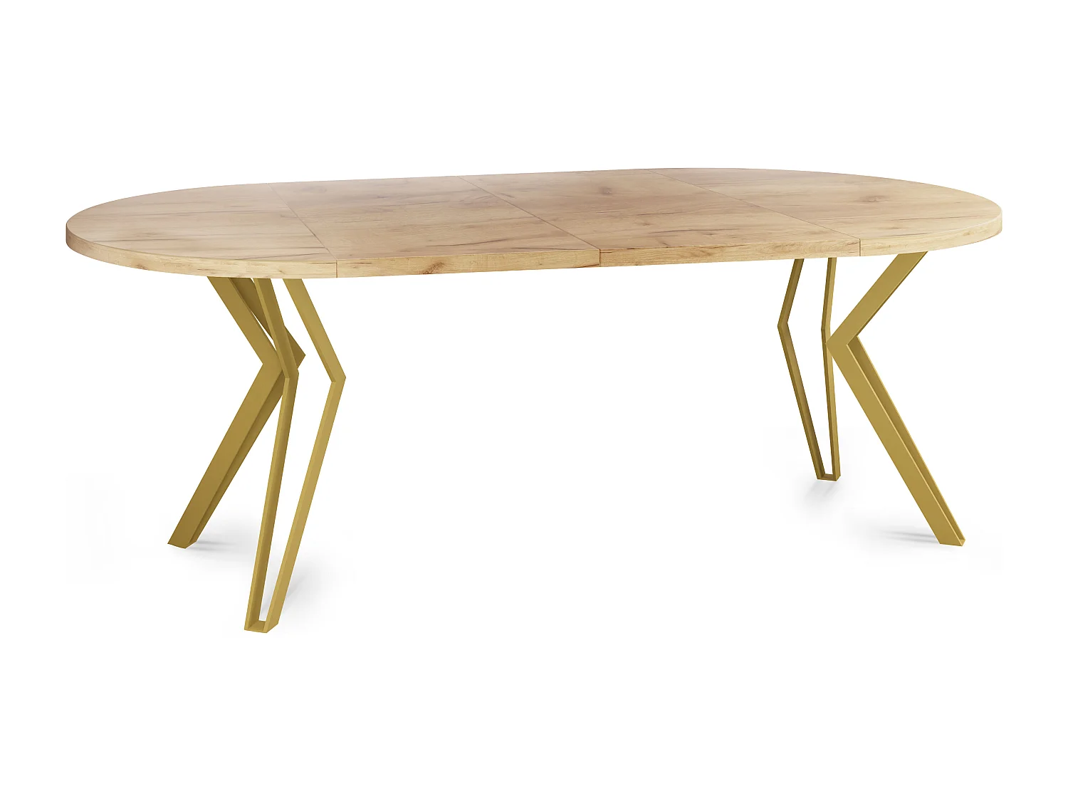 Runder Tisch für das Esszimmer - 100 oder 120 cm Durchmesser - Ausziehbarer Tisch mit Pulverbeschichteten Goldenen Metallbeinen - 100 cm - Craft Eiche