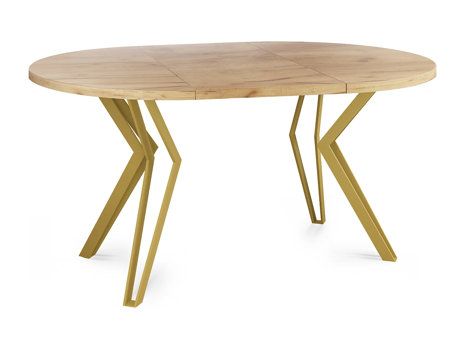 Runder Tisch für das Esszimmer - 100 oder 120 cm Durchmesser - Ausziehbarer Tisch mit Pulverbeschichteten Goldenen Metallbeinen - 100 cm - Craft Eiche