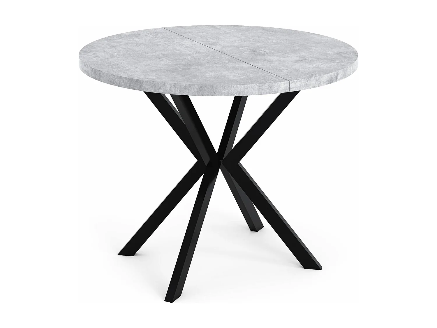 Runder Ausziehbarer Esstisch - Loft Style Tisch mit Metallbeinen - 100 bis 180 cm - Industrieller Tisch für Wohnzimmer - Spacesaver - 100 cm - Grauer Beton