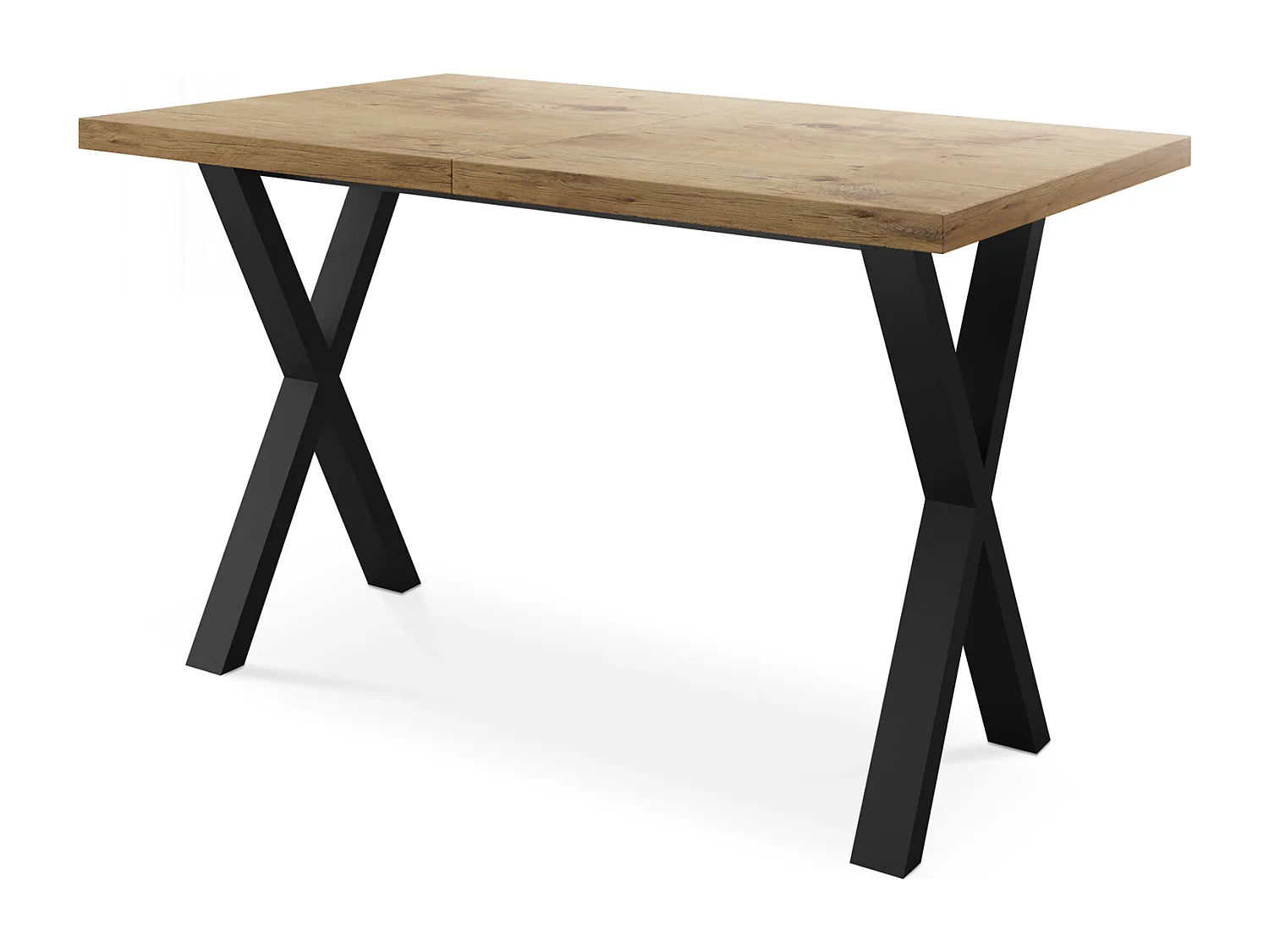 Rechteckiger Ausziehbarer Esstisch - Großer Modern-Stil Tisch mit schwarzen Metallbeinen 120 140 160 cm bis 220 240 260 cm - 140 x 80 cm - Lancelot Eiche