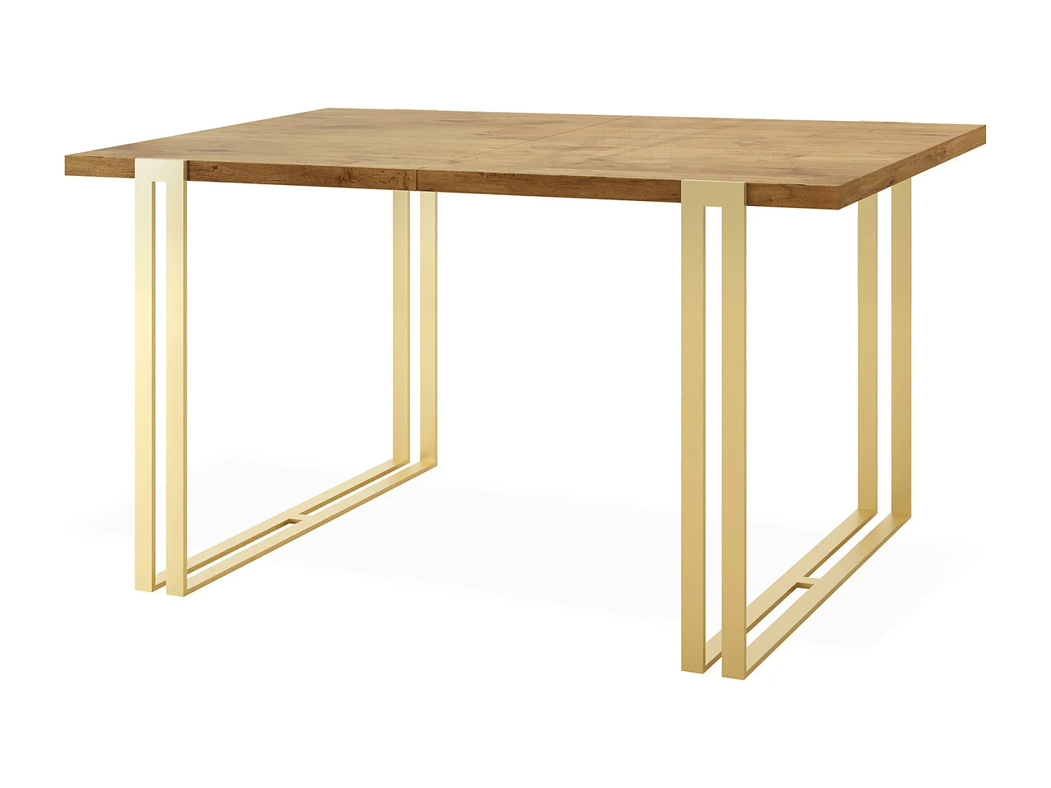 Table à Manger Extensible - Table Style Loft en Métal - Table Style Industriel Pour le Salon - Gain de Place - 120 / 220 cm - Chêne Lancelot/Doré - 120 x 80 cm