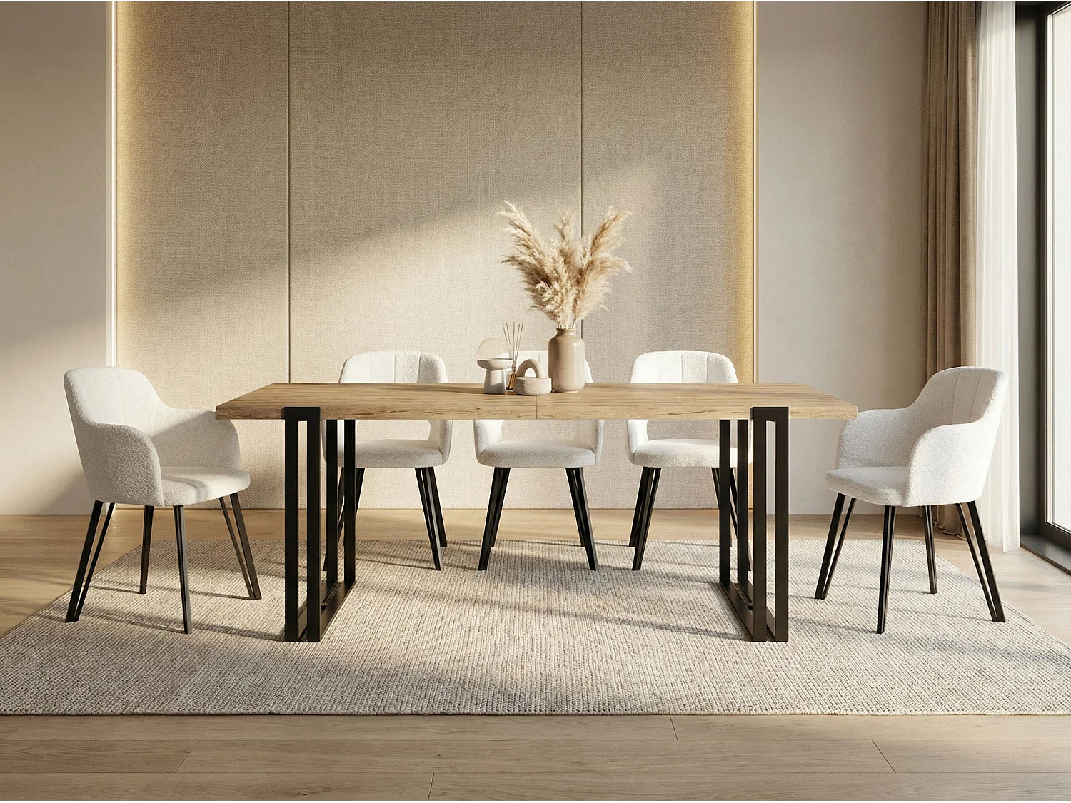 Ausziehbarer Esstisch - Großer Tisch im Loft-Stil mit Schwarze Metallbeinen 120 bis 220 cm - Industrietisch für das Wohnzimmer - Craft Eiche - 120 x 80 cm