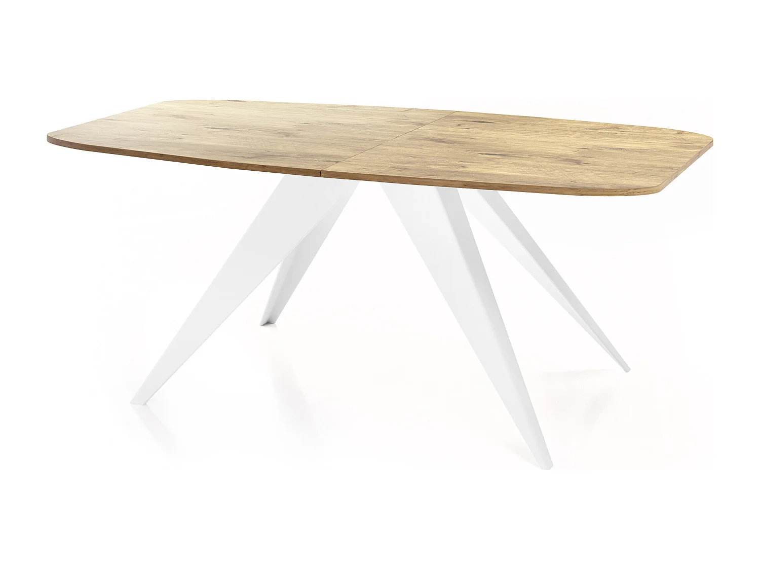 Ausziehbarer Esstisch im Loft-Stil - Industrieller Tisch mit Weißen Metallbeinen - Modernes Design für Wohnzimmer - 160 cm Ausziehbar auf 200 cm - Lancelot Eiche