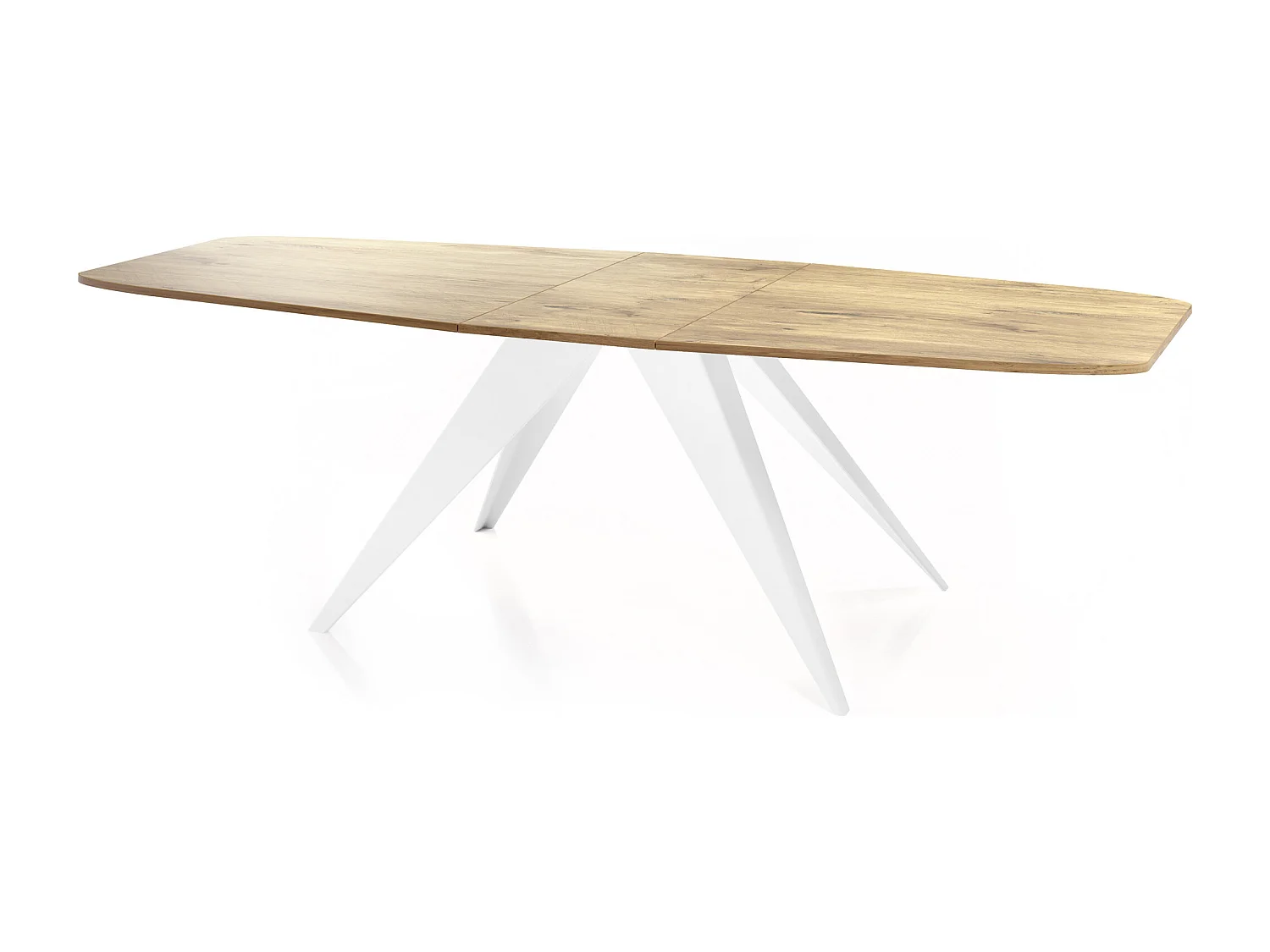Ausziehbarer Esstisch im Loft-Stil - Industrieller Tisch mit Weißen Metallbeinen - Modernes Design für Wohnzimmer - 160 cm Ausziehbar auf 200 cm - Lancelot Eiche
