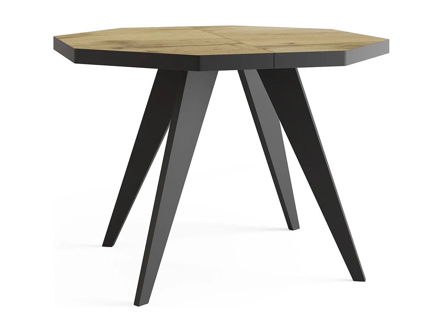 Table à Manger Extensible Moderne avec Pieds Noirs - Plateau en Panneau Stratifié, Style Loft - Chêne Wotan - 100/200