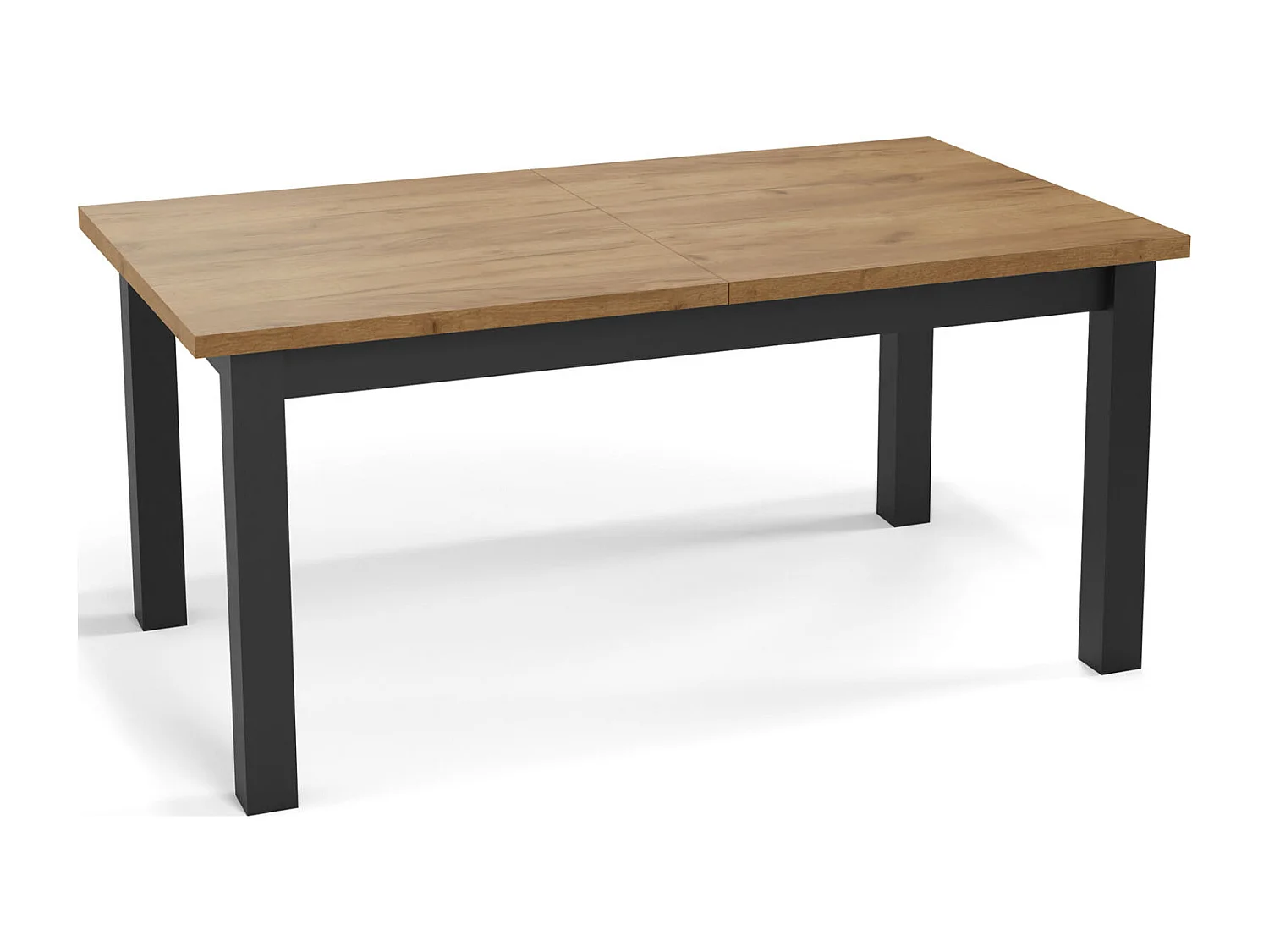 Moderner Rechteckiger Ausziehbarer Esstisch - Platzsparend - Schwarze Holzbeine - 160 bis 200 cm - Hergestellt in EU - 160 x 80 cm - Wotan Eiche