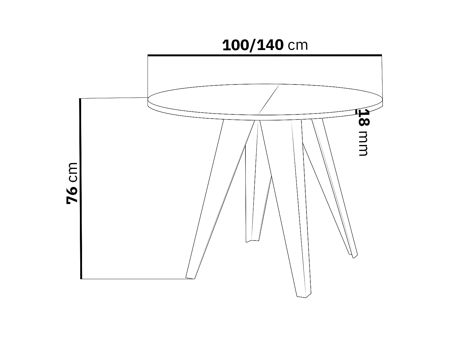 Esstisch Glory im Industriestil - Modern, Rund - Ausziehbar von 100 cm bis 140 cm, Pulverbeschichtete Metallbeine - Craft Eiche
