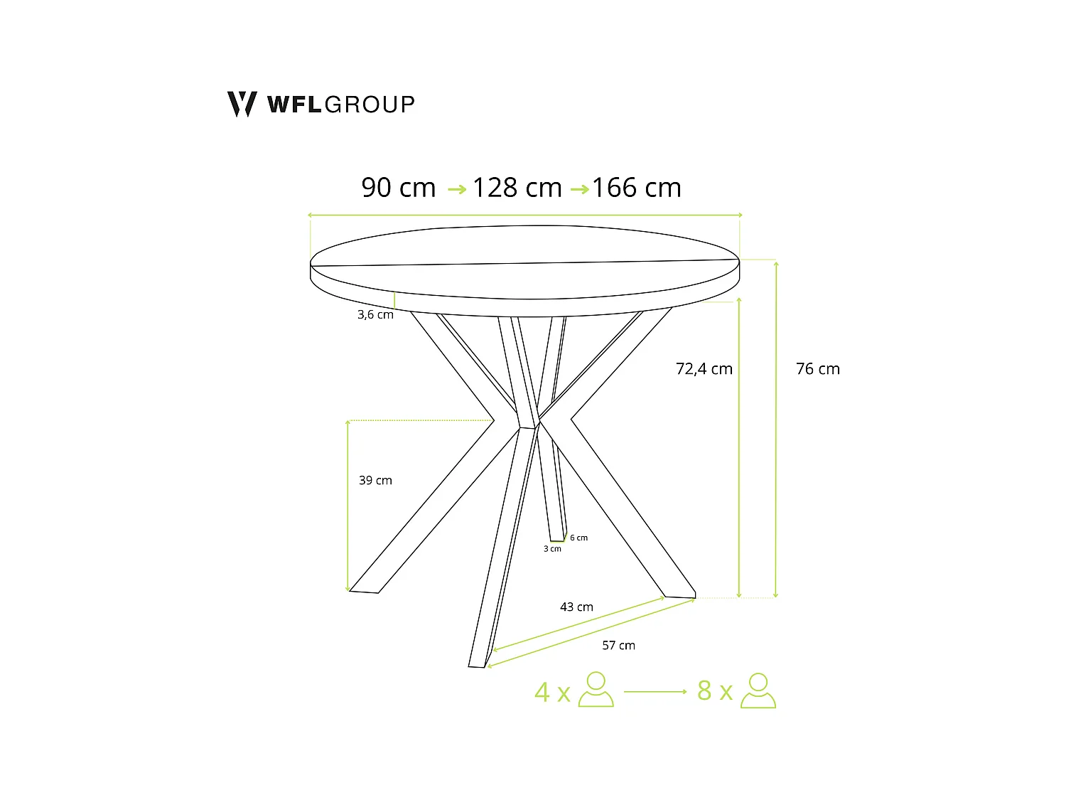 Runder Ausziehbarer Esstisch - Loft Style Tisch mit Goldenen Metallbeinen - 90 bis 170 cm - Industrieller Tisch für Wohnzimmer - Kompakt - 90 cm - Schwarz