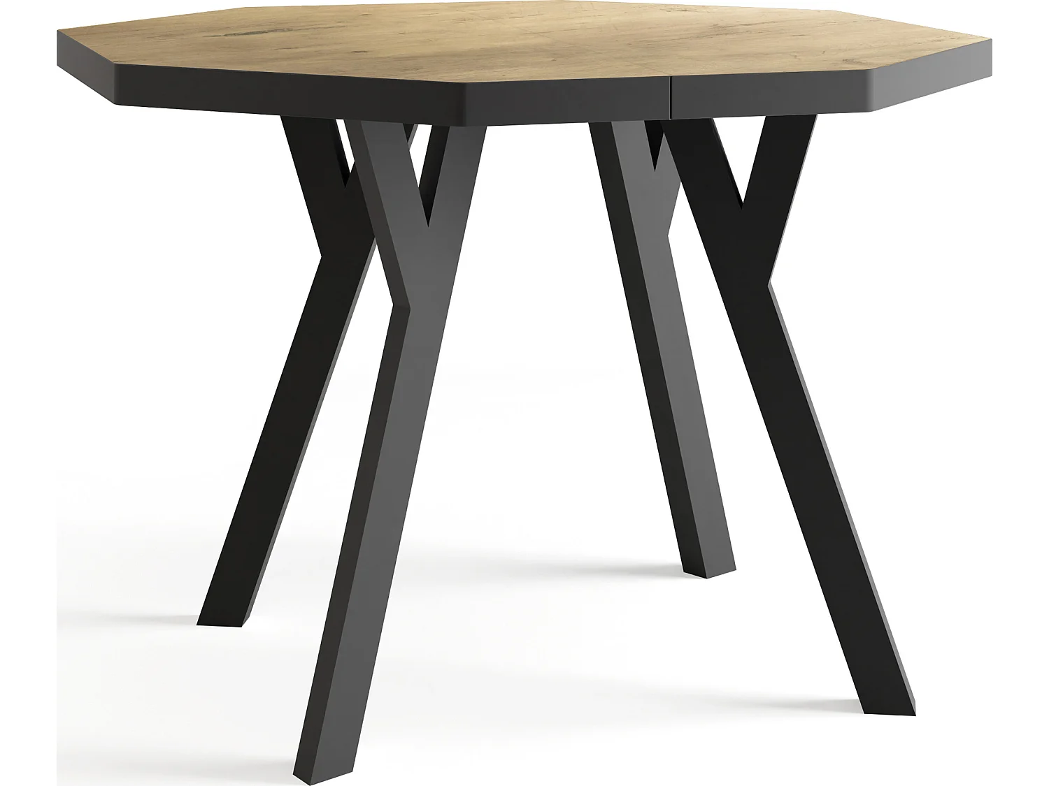 Table à Manger Extensible Moderne avec Pieds Noirs - Plateau en Panneau Stratifié, Style Loft - Chêne Lancelot - 100/200