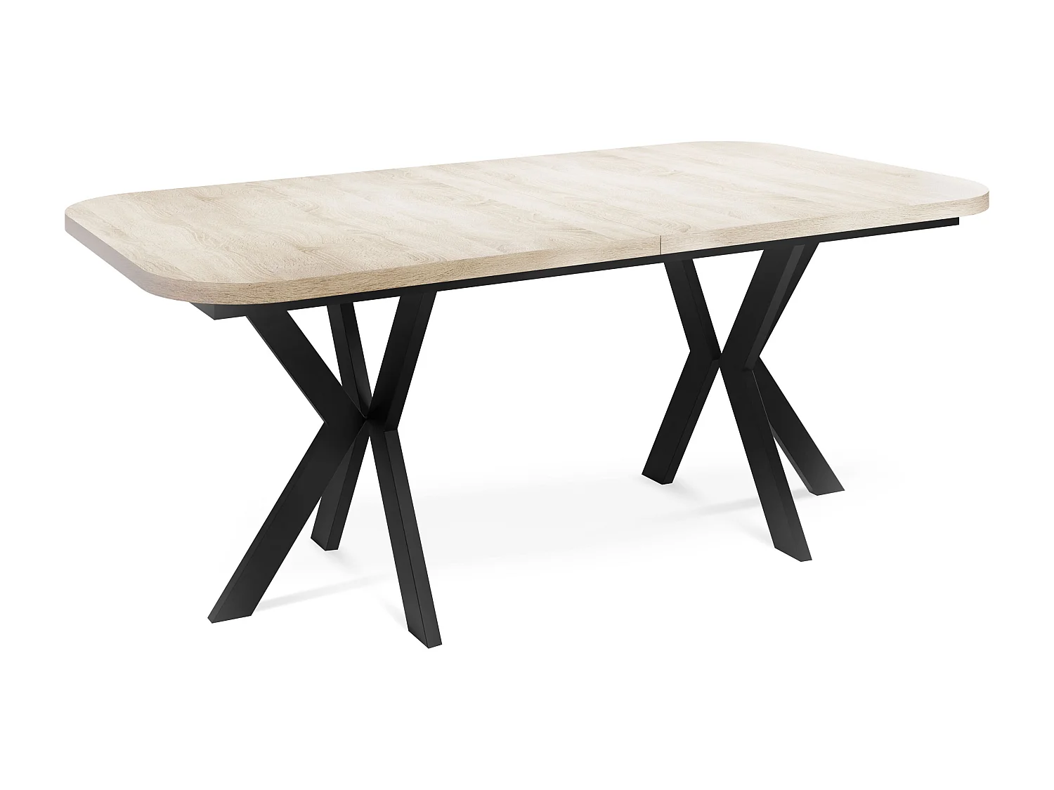 Table de Salle à Manger à Rallonges de Style Moderne - Table Rectangulaire avec Pieds en Métal Noir - Table Industrielle - 200 x 100 cm - Chêne Sonoma