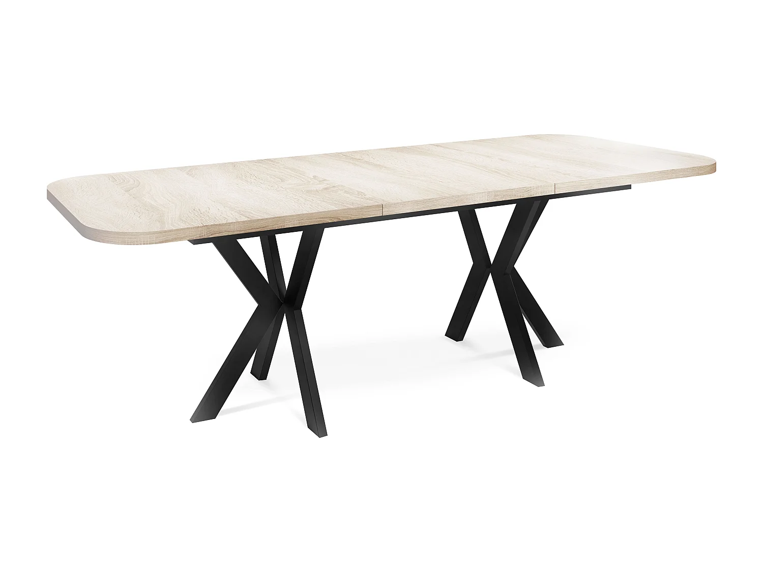 Table de Salle à Manger à Rallonges de Style Moderne - Table Rectangulaire avec Pieds en Métal Noir - Table Industrielle - 200 x 100 cm - Chêne Sonoma