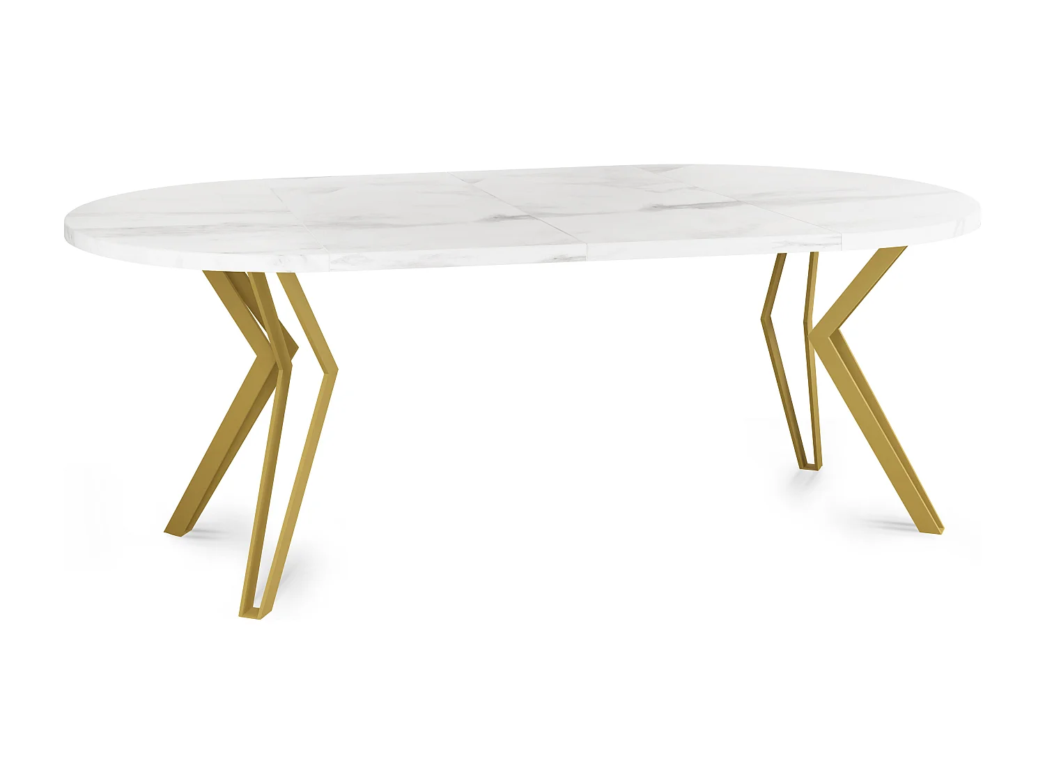 Runder Tisch für das Esszimmer - 100 oder 120 cm Durchmesser - Ausziehbarer Tisch mit Pulverbeschichteten Goldenenn Metallbeinen - 100 cm - Marmor Weiß