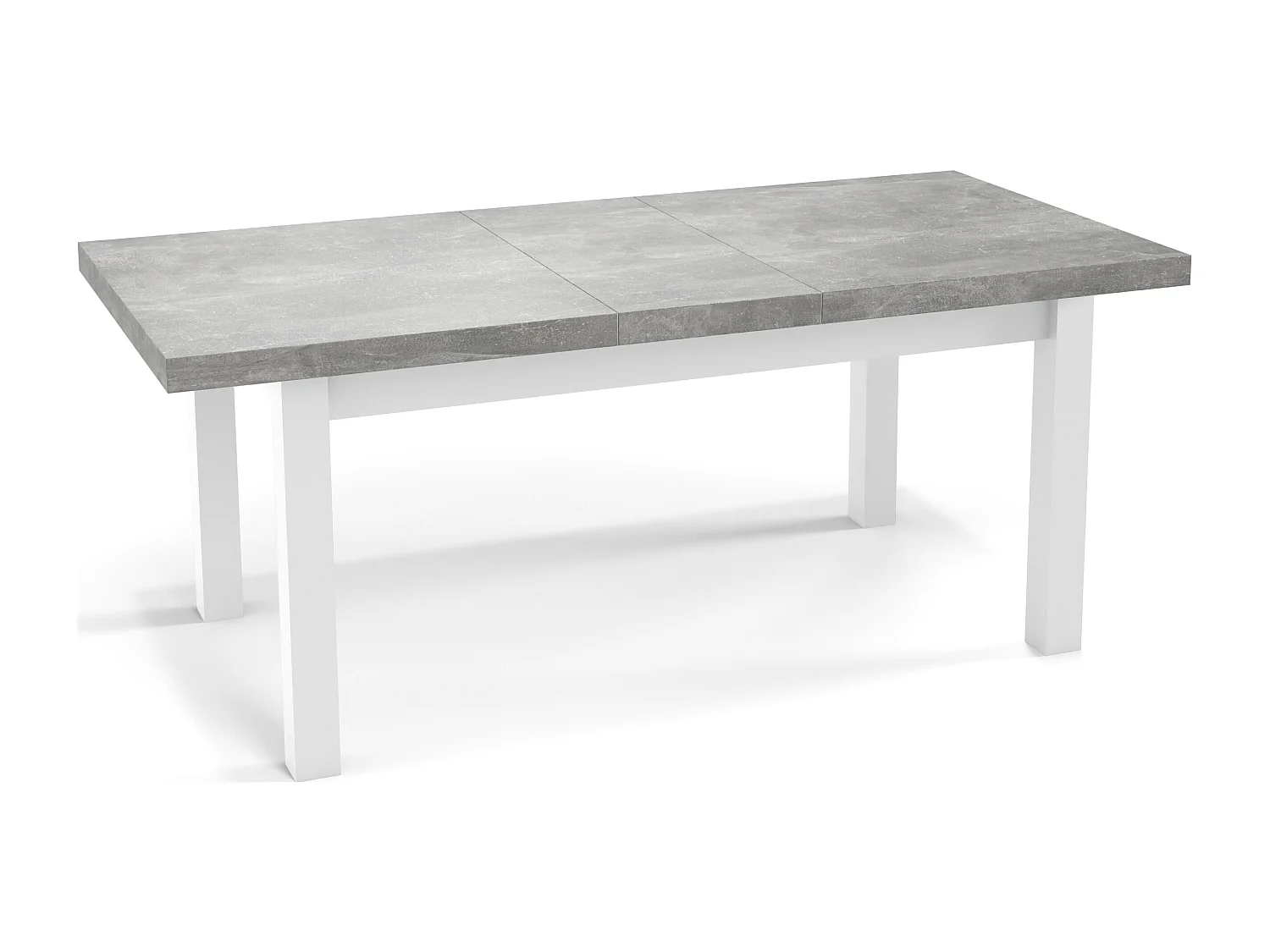 Moderner Rechteckiger Ausziehbarer Esstisch - Platzsparend - Weißen Holzbeine - 120 bis 160 cm - Hergestellt in EU - 120 x 80 cm - Grau Beton