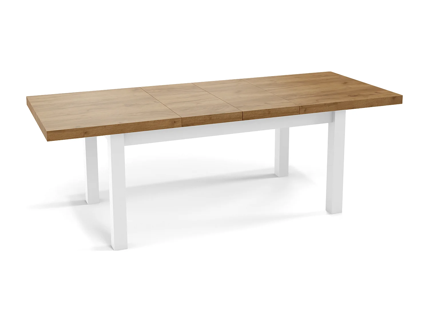 Moderner Rechteckiger Ausziehbarer Esstisch - Platzsparend - Weißen Holzbeine - 170 bis 250 cm - Hergestellt in EU - 170 x 90 cm - Wotan Eiche