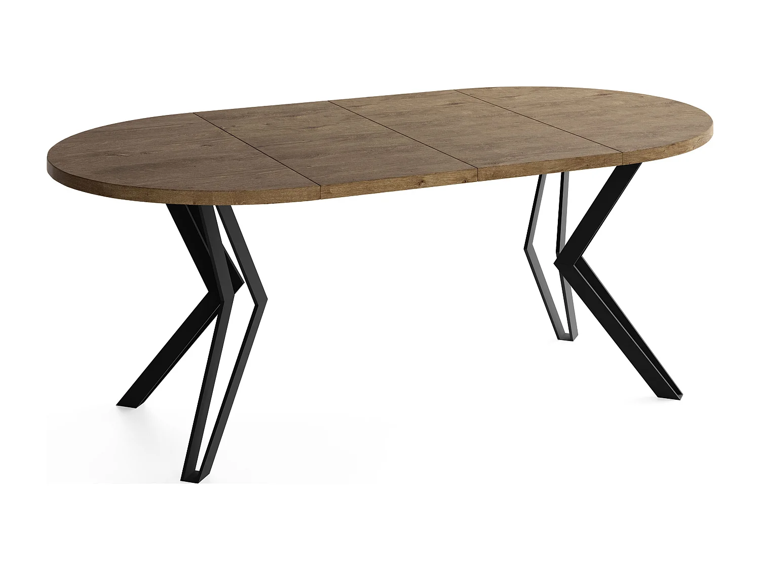 Runder Tisch für das Esszimmer - 100 oder 120 cm Durchmesser - Ausziehbarer Tisch mit Pulverbeschichteten Schwarzen Metallbeinen - 120 cm - Lefkas Eiche