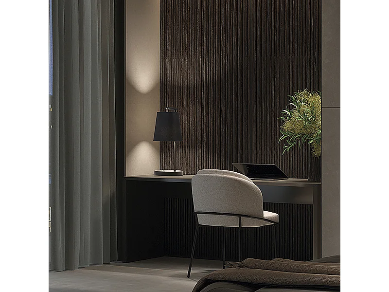 NEMO Tischlampe für modernes Interieur – H44 cm – Stahl und Kunststoff – an/aus – 1,5 Meter Kabel – IP20 – E27 40 W – Schwarz und Beige