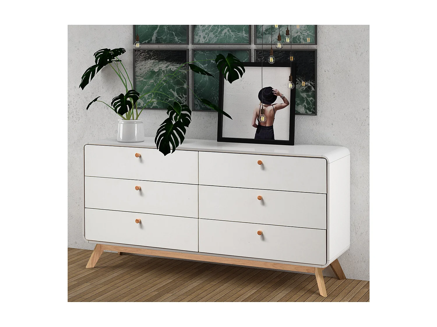 Cassie | Commode avec 3+3 tiroirs Blanc
