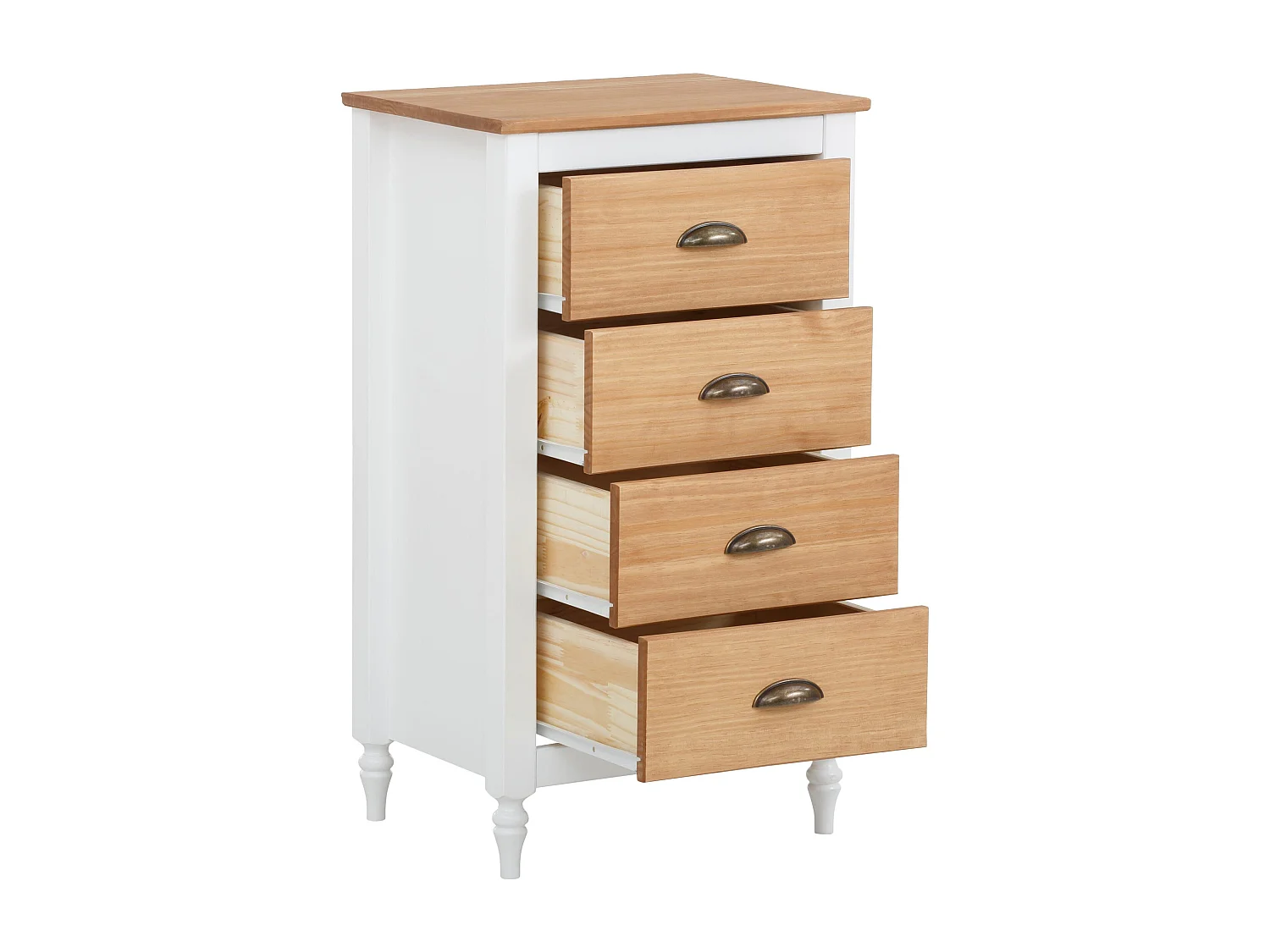 Cassettone con 4 cassetti in MDF bianco