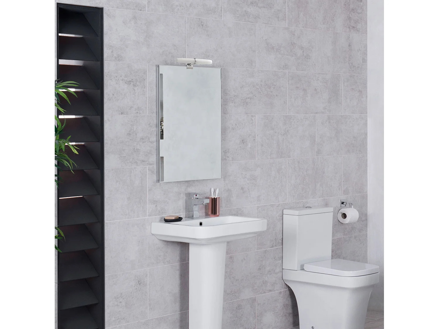 Applique classique ICY-salle de bain-L.23,3cm-led 6w-392lm et 4k-187º-polycarbonate-ip44-chrome