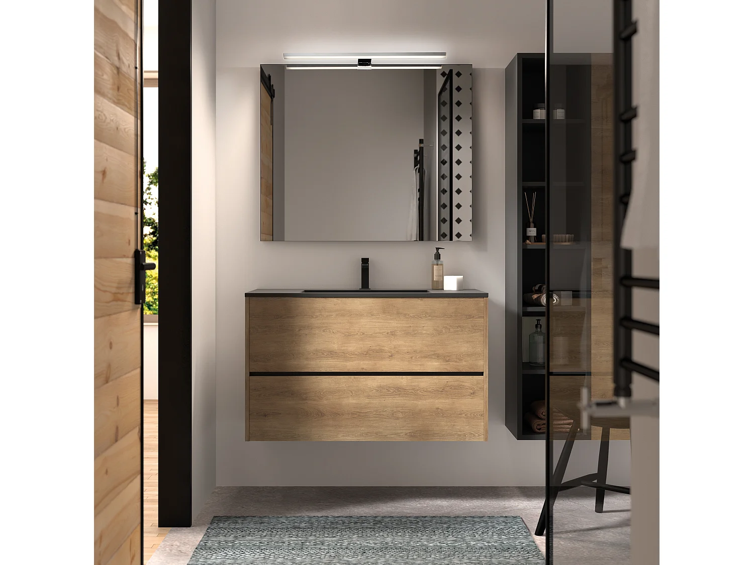 Aplique de baño de pared BLIZZARD estilo moderno y versátil - L. 50 cm - LED SMD AC 8W - 568 lm y 4000K - policarbonato - 110º grados - IP44 - cromo