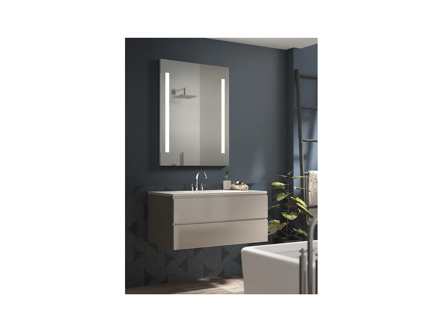 Applique salle de bain Aphrodite-L.80cm-led 2x 10w-600lm,4k-180º-ip44-alum.,cristal-chrome