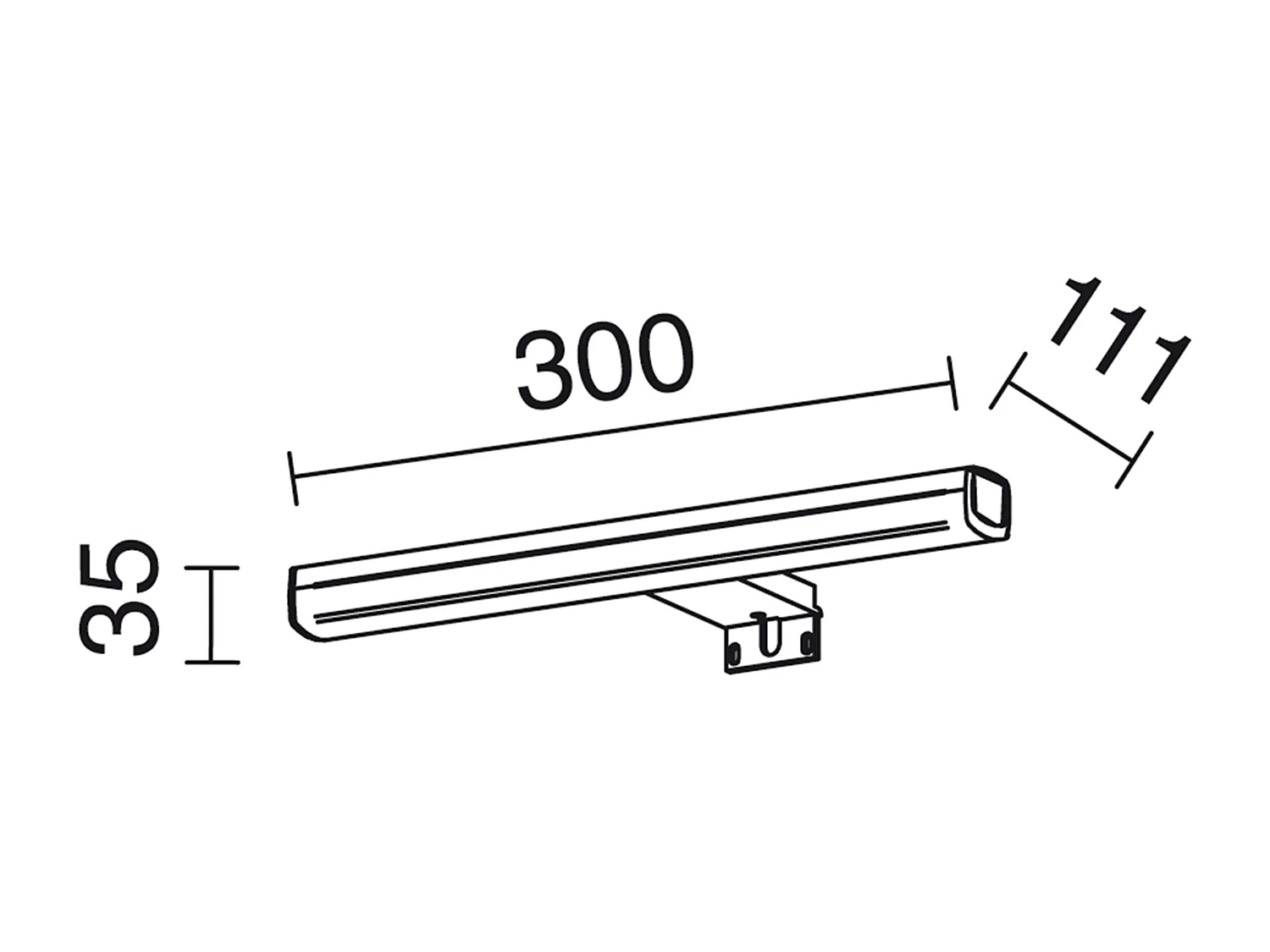 Aplique de pared baño SLEET estilo moderno- L30 cm- uso interior- color cromo- policarbonato- 6W- 4000K- IP44