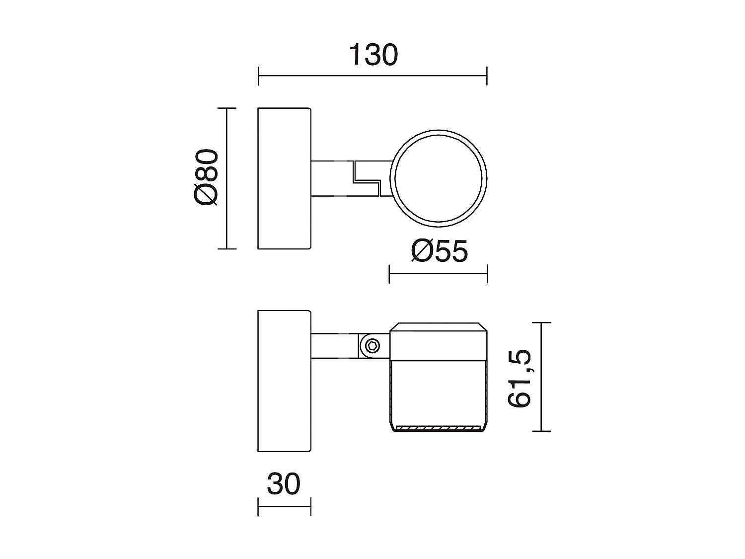 Badezimmer-Wandleuchte im modernen DOT-Stil – für den Innenbereich – Chromfarbe – Stahl – 300 ° – 90 ° – 3 W – 4000 K – IP44