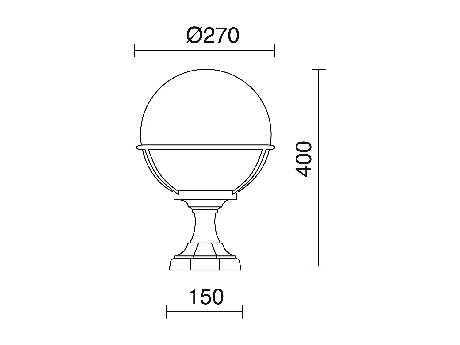 Klassieke stijl CLIC CLAC GLOBO buitenbaken - H. 42 cm x D.ø27 cm - E27 42W - polyamide - polycarbonaat bol - ip44 - wit