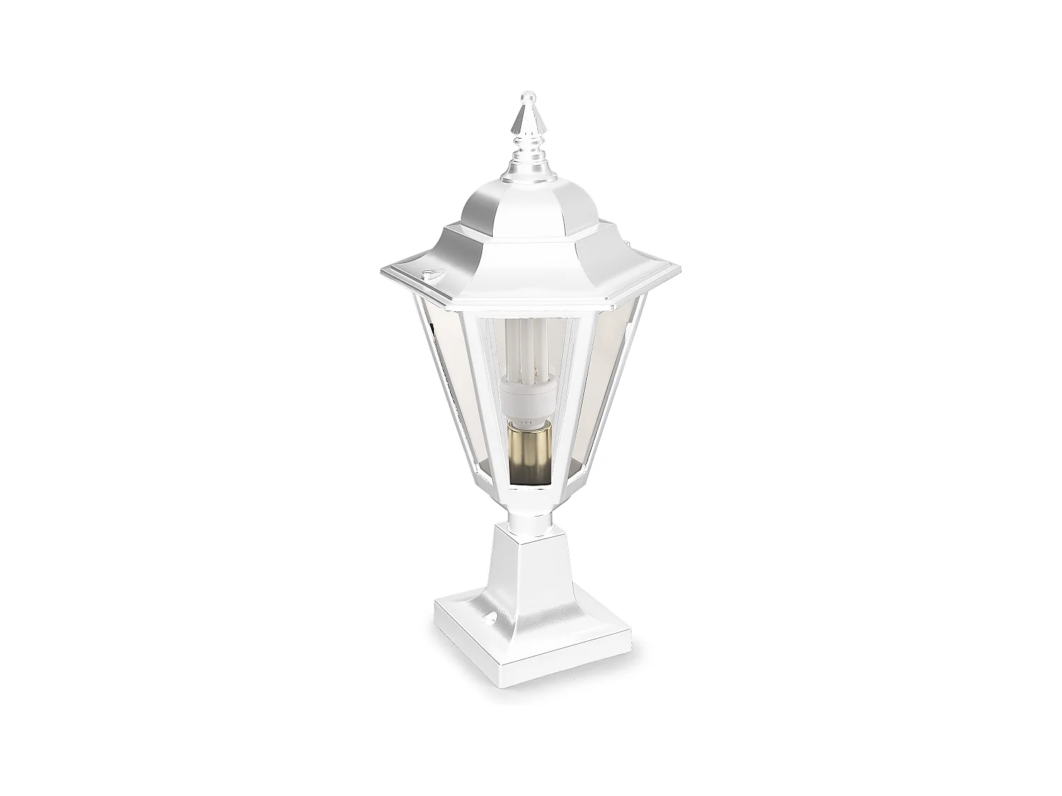 ELITE 6 Außenleuchte im klassischen Stil – Höhe 63 cm x Breite 31 cm – E27 42 W – transparentes Glas – IP44 – Aluminium und Weiß