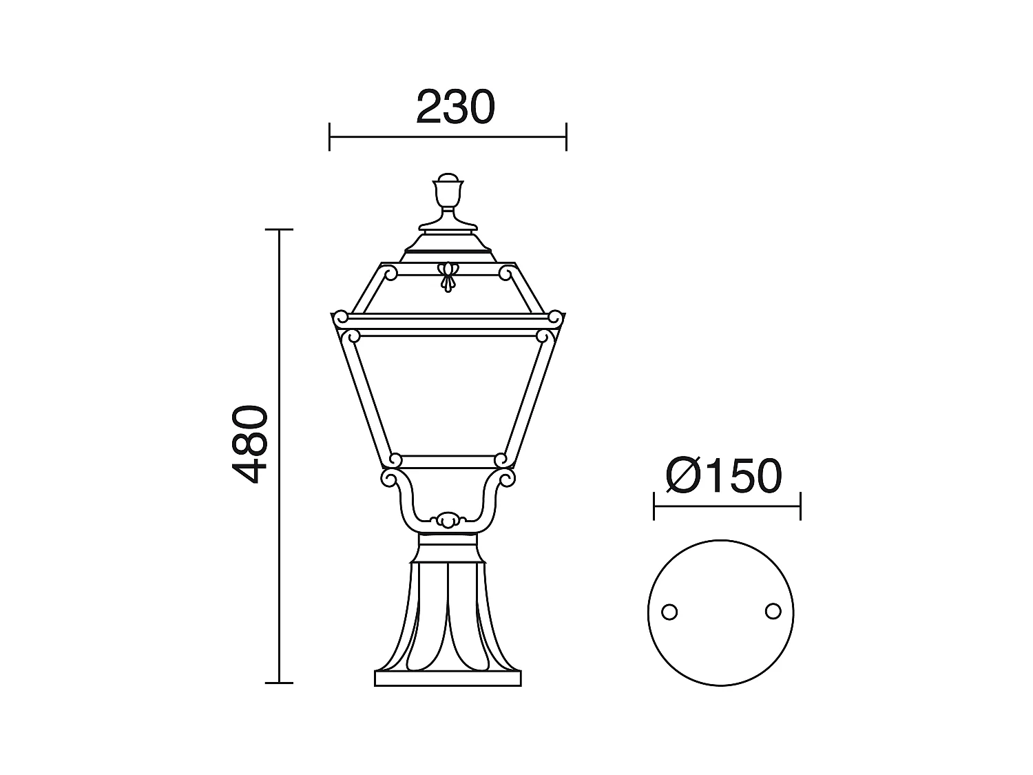 Lampa zewn?trzna INDURA MINI 4 w stylu klasycznym - Wysoko?? 48 cm - E27 42W - ?ywica - IP55 - czarny