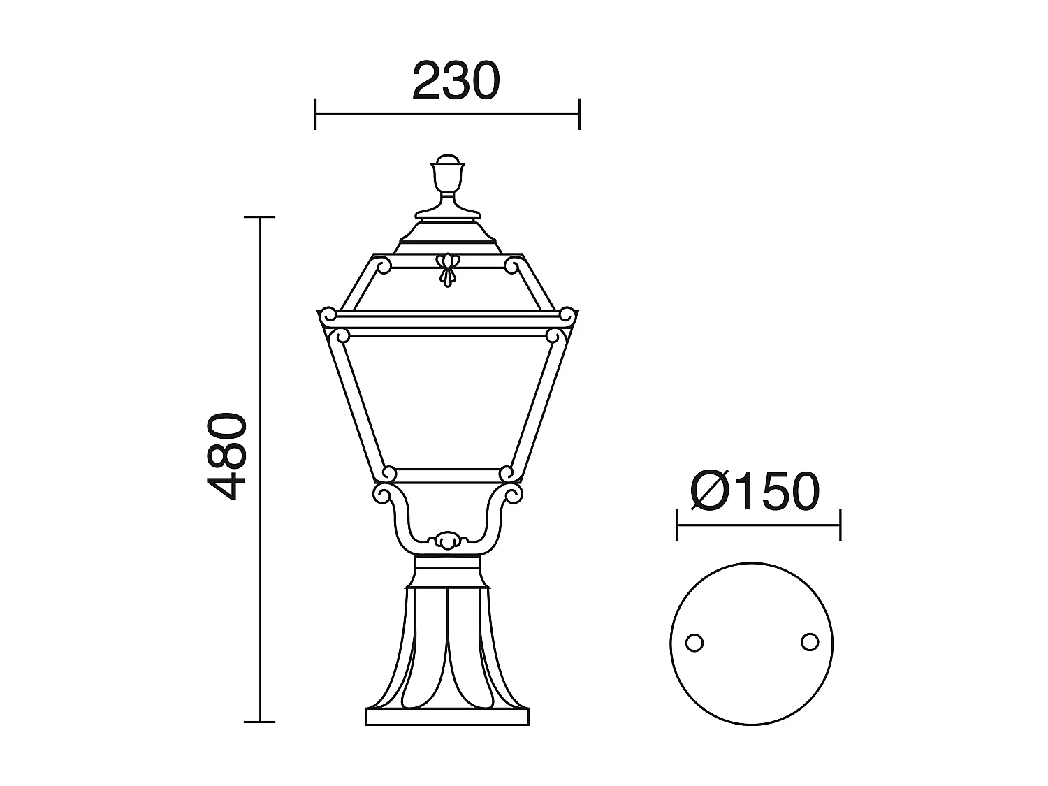 INDURA MINI 4 klassieke stijl buitenbaken - Hoogte 48 cm - E27 42W - hars - IP55 - zwart