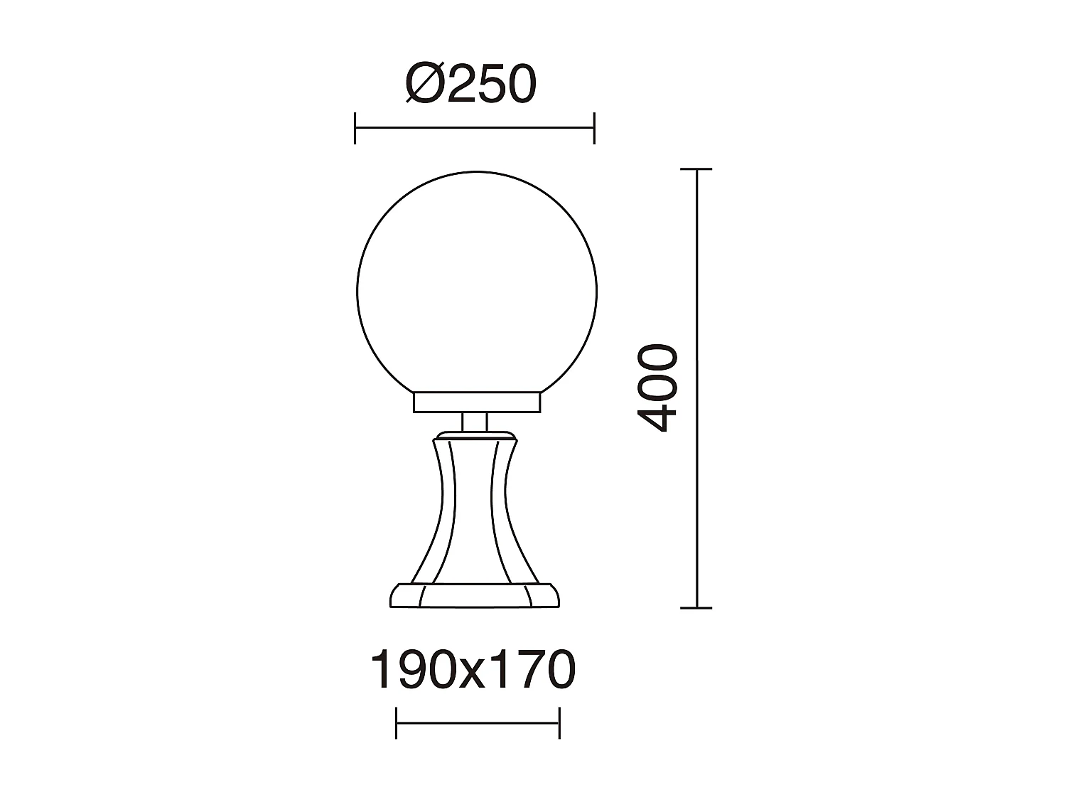 Außenleuchte CAST im klassischen Stil - H40 cm - E27 42W - Aluminium - IP44 - Opalkugel ø25 cm - Schwarz