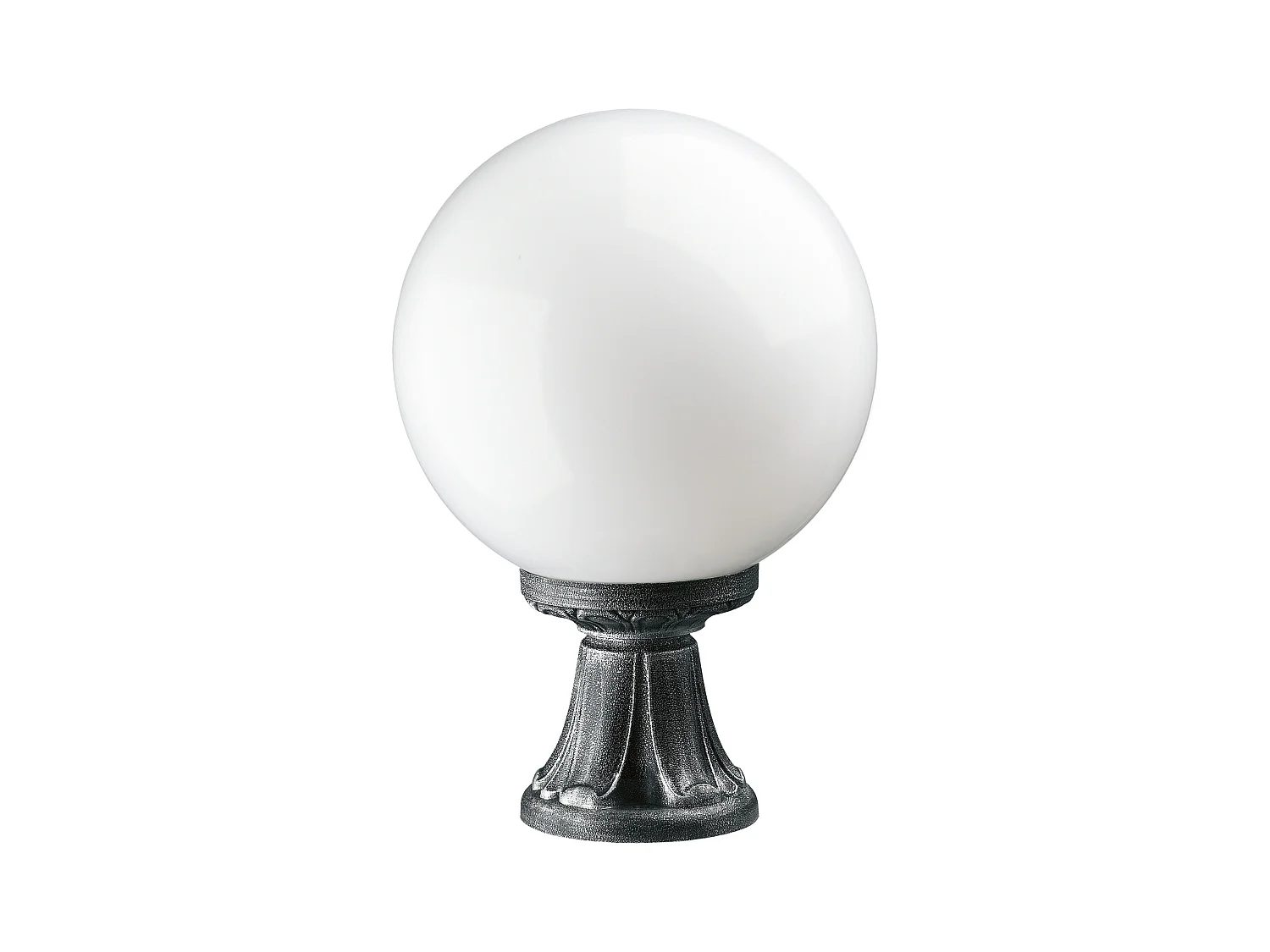 Balise extérieur style classique INDURA GLOBO-h.45 cm x p.ø30 cm-e27 70W-sphère opale-résine-IP55-noir
