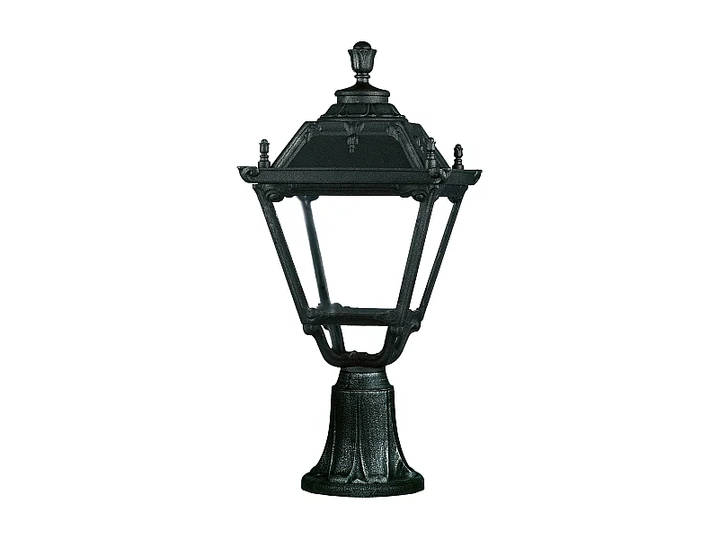Faro da esterno classico indura medium 4-h.71 cm-e27 42w-resina-ip55-nero