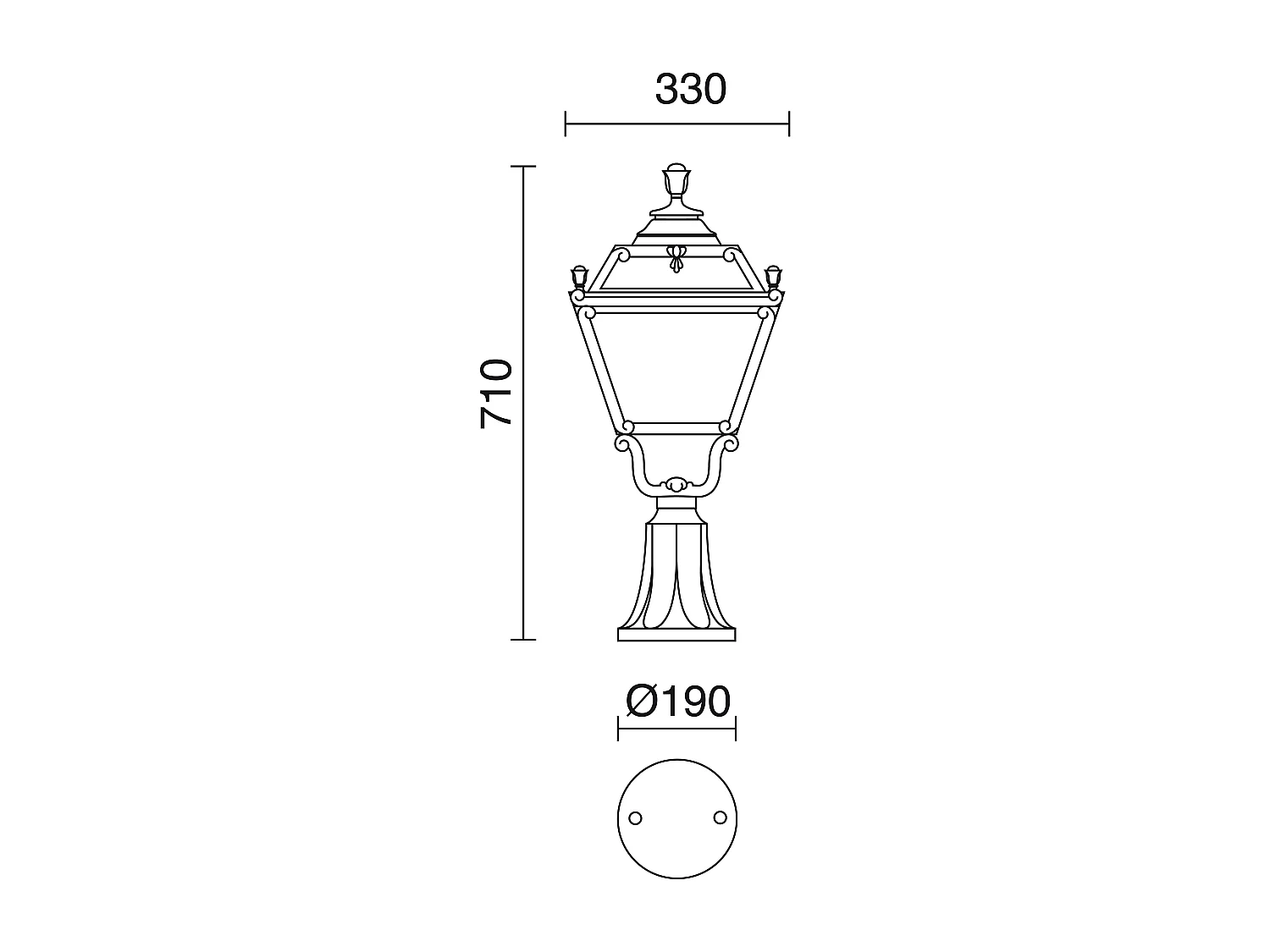 Farol exterior INDURA MEDIUM 4 estilo clássico - A 71 cm - E27 42W - resina - IP55 - preto