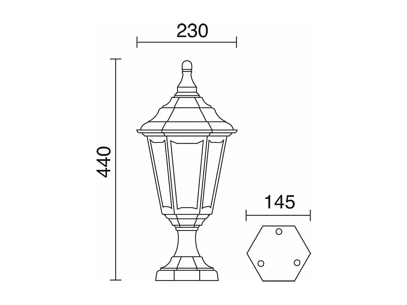 Farol exterior CLIC-CLAC 6 estilo clássico - Altura 44 cm - E27 42W - poliamida - ip44 - branco